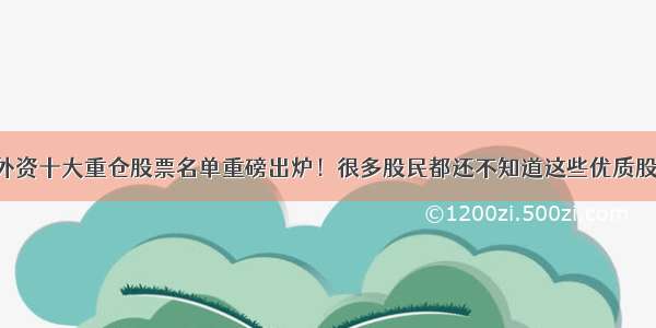 外资十大重仓股票名单重磅出炉！很多股民都还不知道这些优质股！