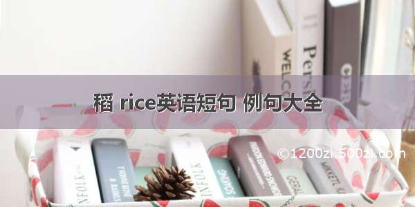 稻 rice英语短句 例句大全