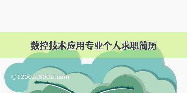 数控技术应用专业个人求职简历