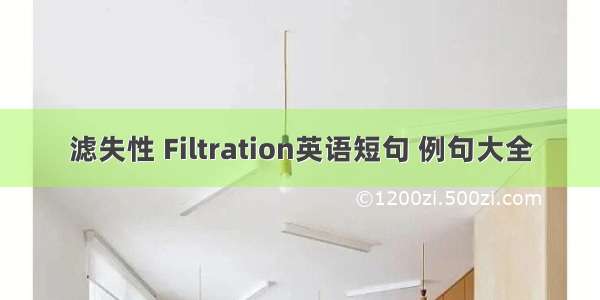 滤失性 Filtration英语短句 例句大全