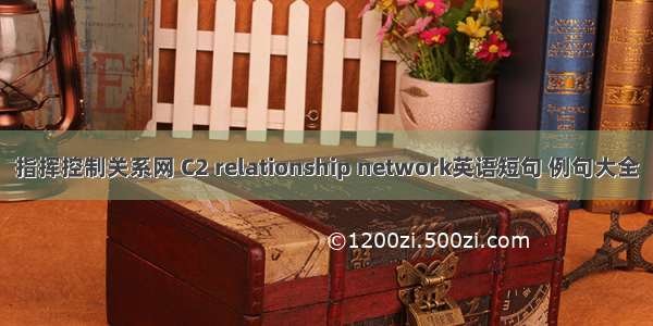指挥控制关系网 C2 relationship network英语短句 例句大全