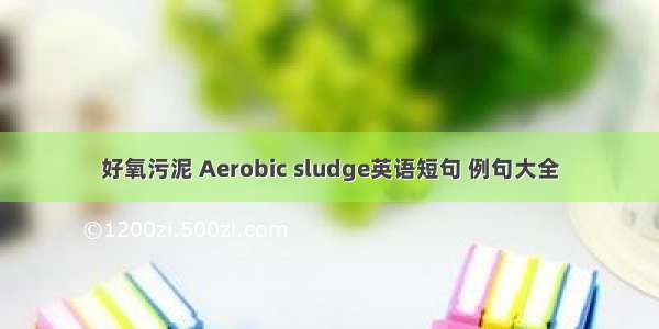 好氧污泥 Aerobic sludge英语短句 例句大全