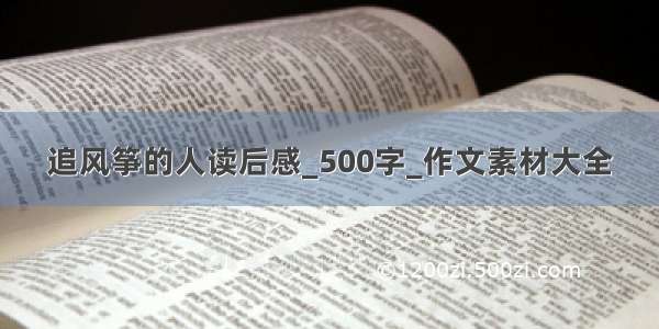 追风筝的人读后感_500字_作文素材大全