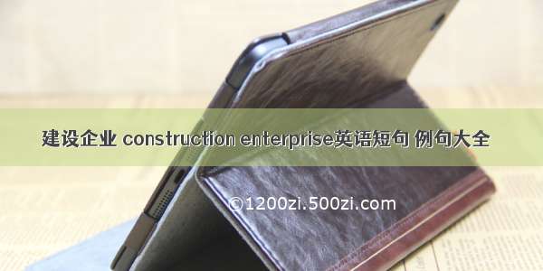 建设企业 construction enterprise英语短句 例句大全
