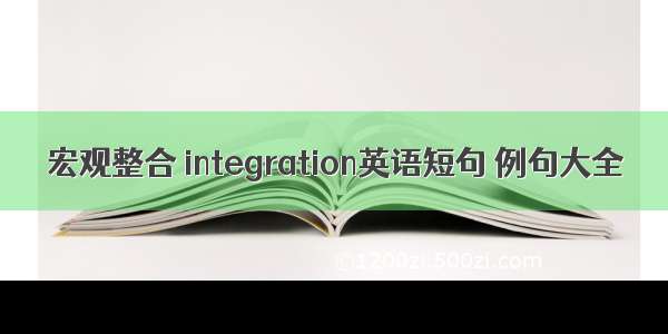 宏观整合 integration英语短句 例句大全