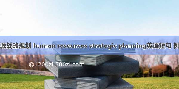 人力资源战略规划 human resources strategic planning英语短句 例句大全