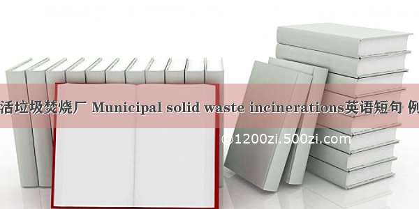 城市生活垃圾焚烧厂 Municipal solid waste incinerations英语短句 例句大全