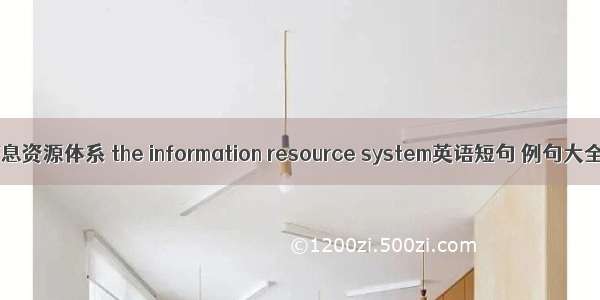 信息资源体系 the information resource system英语短句 例句大全