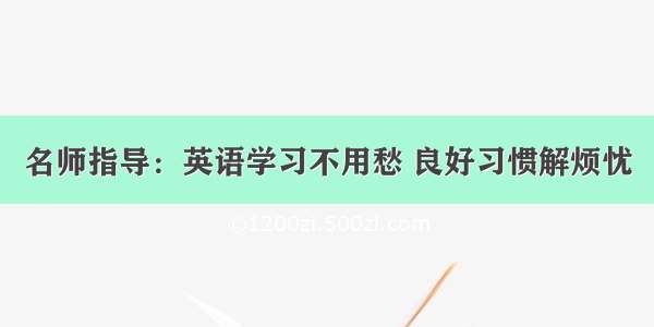 名师指导：英语学习不用愁 良好习惯解烦忧