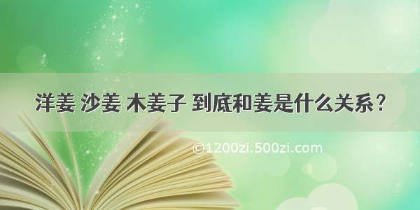 洋姜 沙姜 木姜子 到底和姜是什么关系？