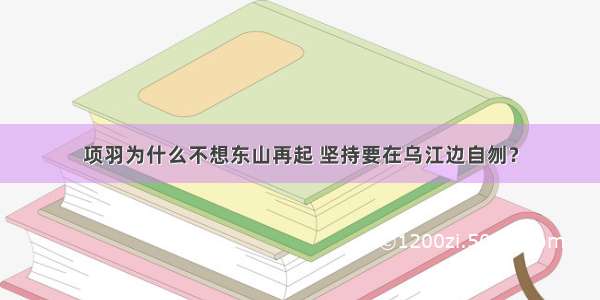 项羽为什么不想东山再起 坚持要在乌江边自刎？