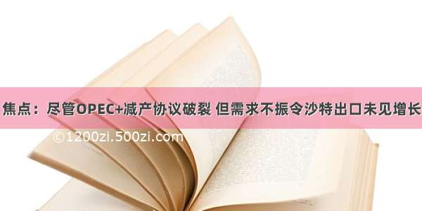 焦点：尽管OPEC+减产协议破裂 但需求不振令沙特出口未见增长