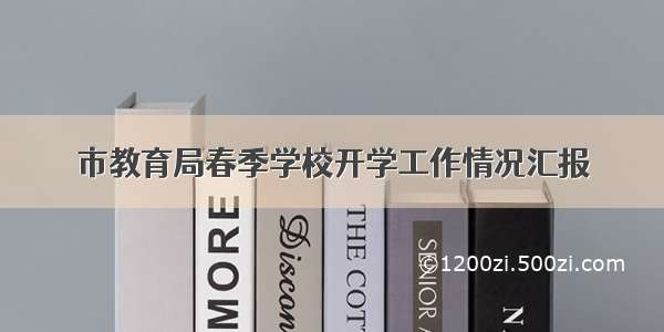 市教育局春季学校开学工作情况汇报