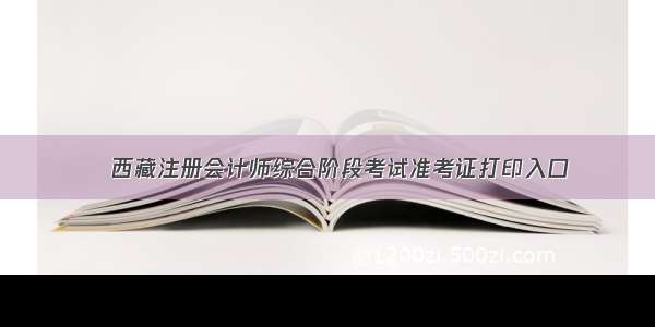​西藏注册会计师综合阶段考试准考证打印入口