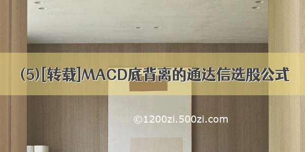 (5)[转载]MACD底背离的通达信选股公式