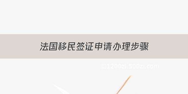 法国移民签证申请办理步骤