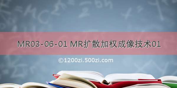 MR03-06-01 MR扩散加权成像技术01