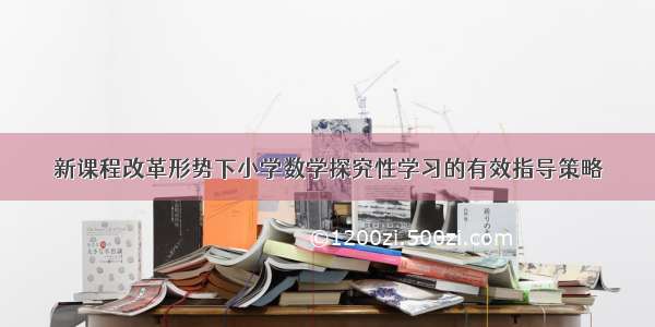 新课程改革形势下小学数学探究性学习的有效指导策略