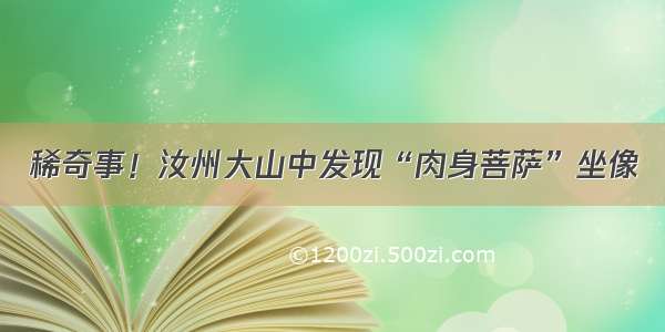 稀奇事！汝州大山中发现“肉身菩萨”坐像