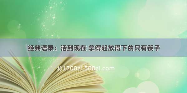 经典语录：活到现在 拿得起放得下的只有筷子