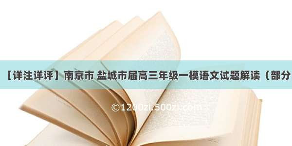 【详注详评】南京市 盐城市届高三年级一模语文试题解读（部分）