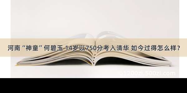 河南“神童”何碧玉 14岁以750分考入清华 如今过得怎么样？