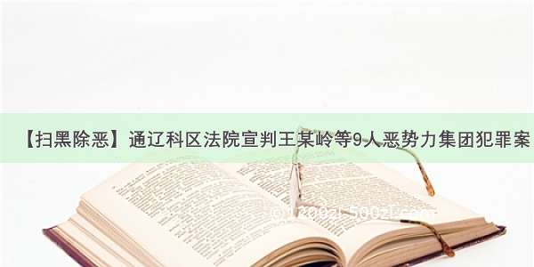 【扫黑除恶】通辽科区法院宣判王某岭等9人恶势力集团犯罪案