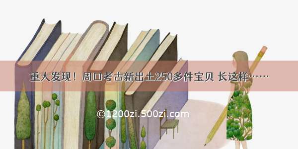 重大发现！周口考古新出土250多件宝贝 长这样……