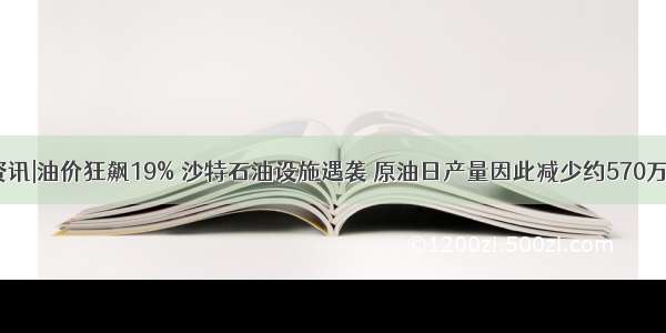 油品资讯|油价狂飙19% 沙特石油设施遇袭 原油日产量因此减少约570万桶/天