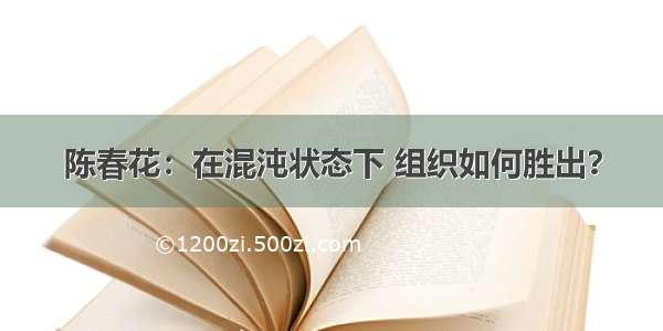 陈春花：在混沌状态下 组织如何胜出？