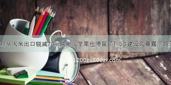 对华大米出口锐减74% 越南火龙果也滞留了！5G建设又暴露问题？