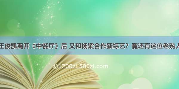 王俊凯离开《中餐厅》后 又和杨紫合作新综艺？竟还有这位老熟人