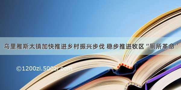 乌里雅斯太镇加快推进乡村振兴步伐 稳步推进牧区“厕所革命”