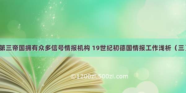 第三帝国拥有众多信号情报机构 19世纪初德国情报工作浅析（三）