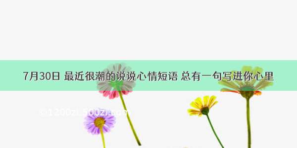 7月30日 最近很潮的说说心情短语 总有一句写进你心里