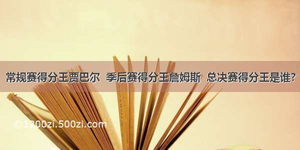 常规赛得分王贾巴尔  季后赛得分王詹姆斯  总决赛得分王是谁?