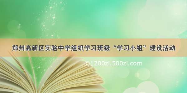 郑州高新区实验中学组织学习班级“学习小组”建设活动