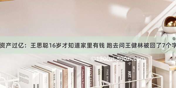 资产过亿：王思聪16岁才知道家里有钱 跑去问王健林被回了7个字