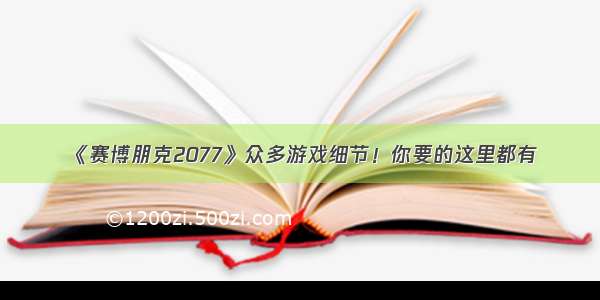 《赛博朋克2077》众多游戏细节！你要的这里都有