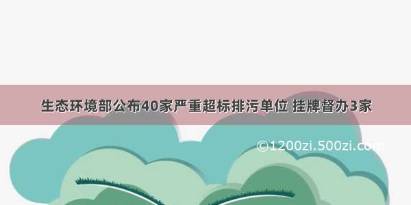 生态环境部公布40家严重超标排污单位 挂牌督办3家