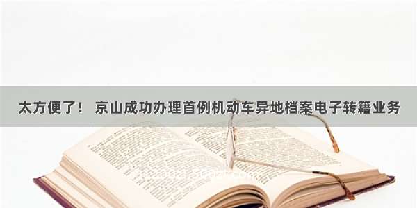 太方便了！ 京山成功办理首例机动车异地档案电子转籍业务