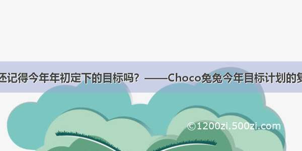 你还记得今年年初定下的目标吗？——Choco兔兔今年目标计划的复盘