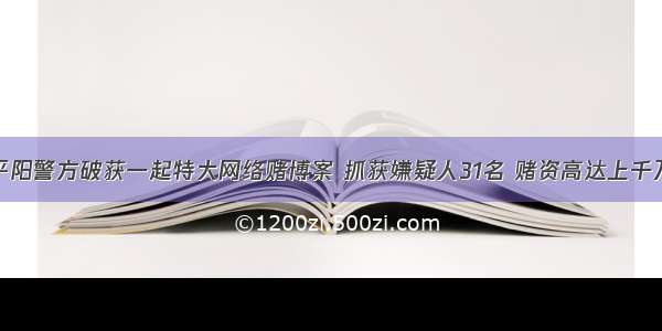 平阳警方破获一起特大网络赌博案 抓获嫌疑人31名 赌资高达上千万