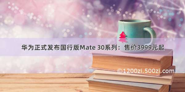 华为正式发布国行版Mate 30系列：售价3999元起
