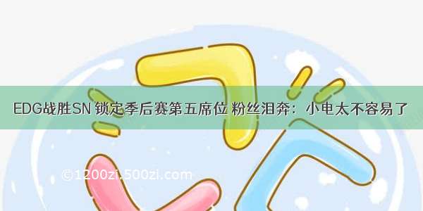 EDG战胜SN 锁定季后赛第五席位 粉丝泪奔：小电太不容易了