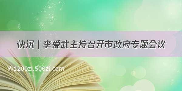 快讯 | 李爱武主持召开市政府专题会议