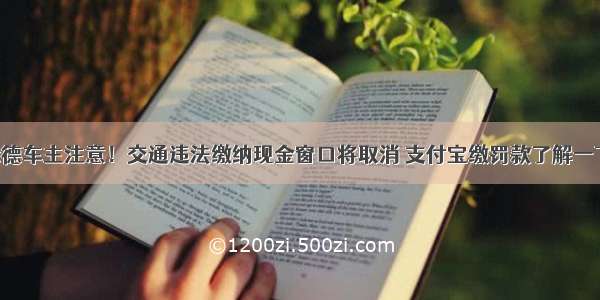 承德车主注意！交通违法缴纳现金窗口将取消 支付宝缴罚款了解一下！