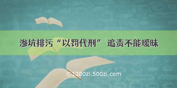 渗坑排污“以罚代刑” 追责不能暧昧