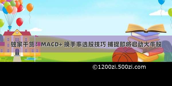 独家干货！MACD+ 换手率选股技巧 捕捉即将启动大牛股