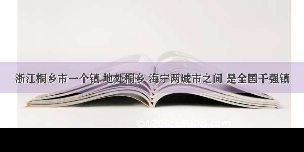 浙江桐乡市一个镇 地处桐乡 海宁两城市之间 是全国千强镇